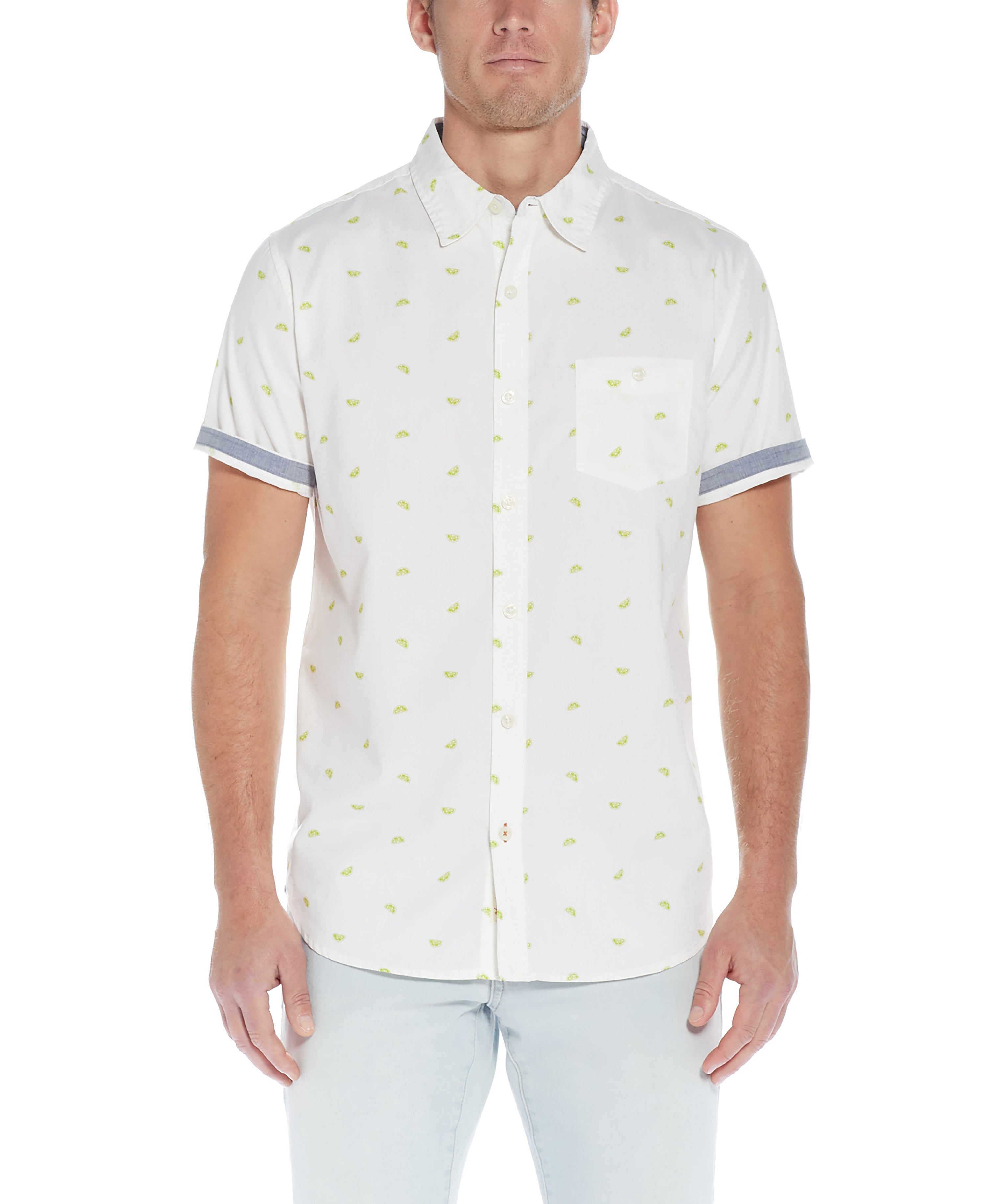 Poplin Lime Slice Printed Shirt in Arctic White