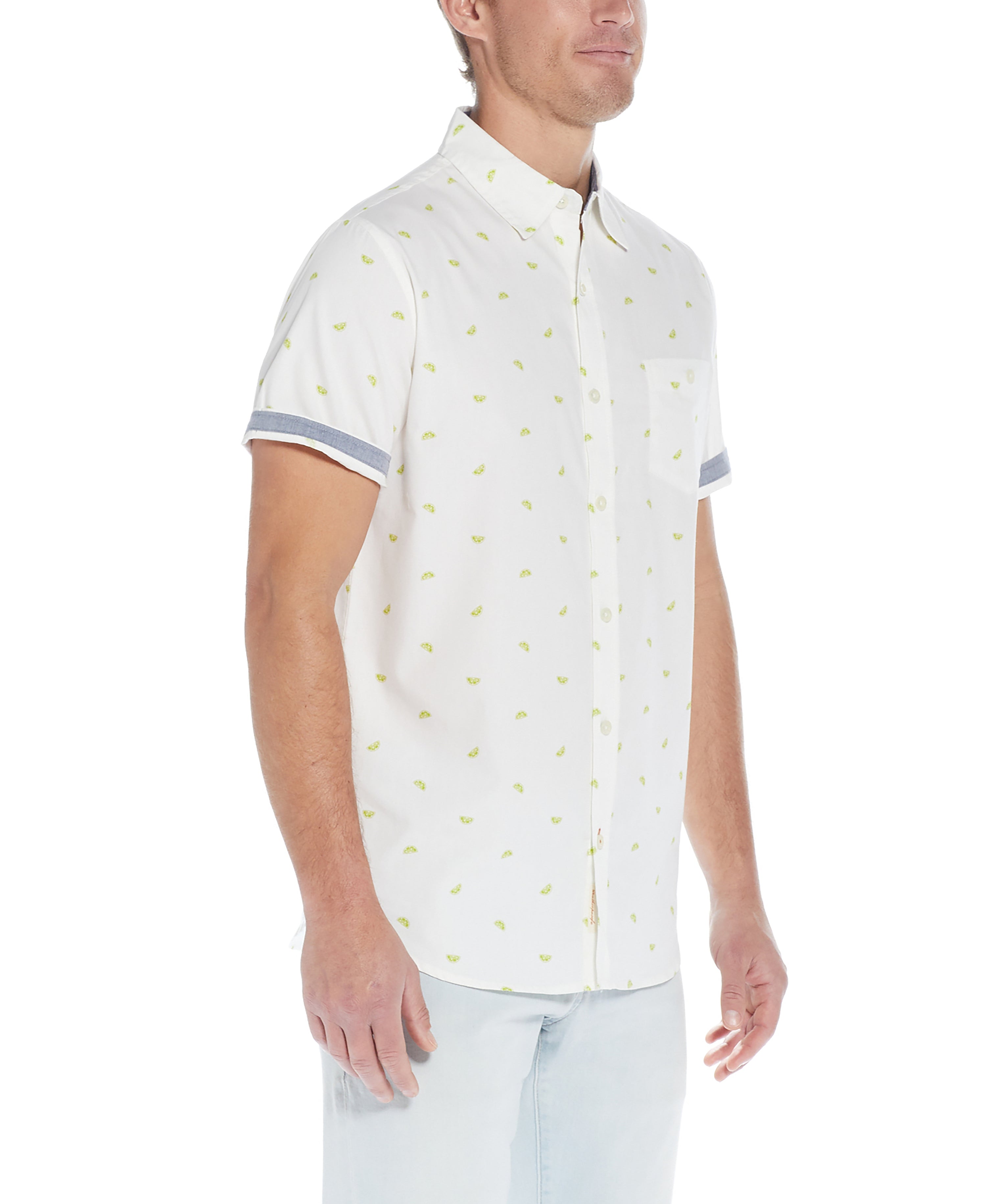 Poplin Lime Slice Printed Shirt in Arctic White