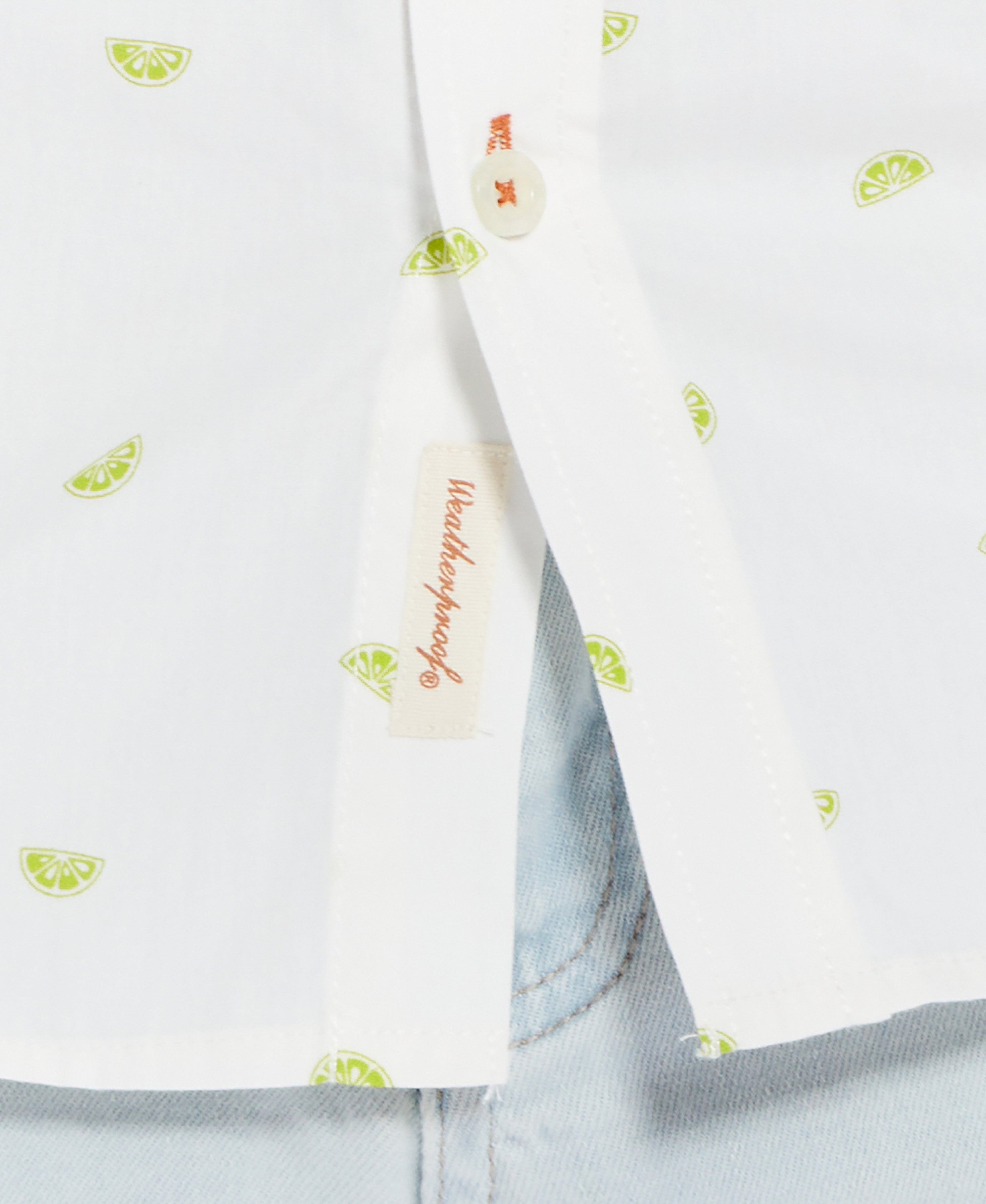 Poplin Lime Slice Printed Shirt In Arctic White