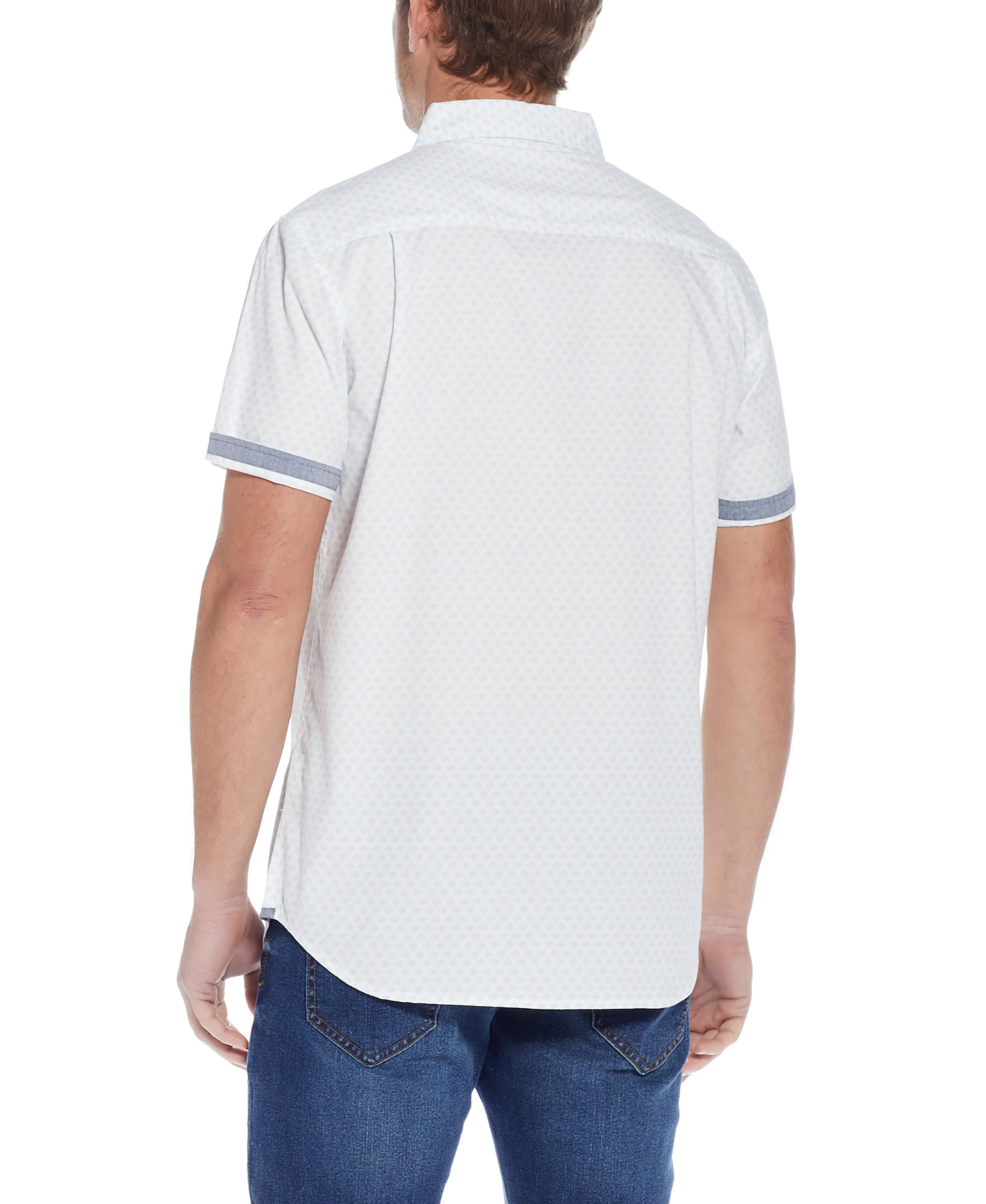 Poplin Mini Dots Printed Shirt in Faded Denim