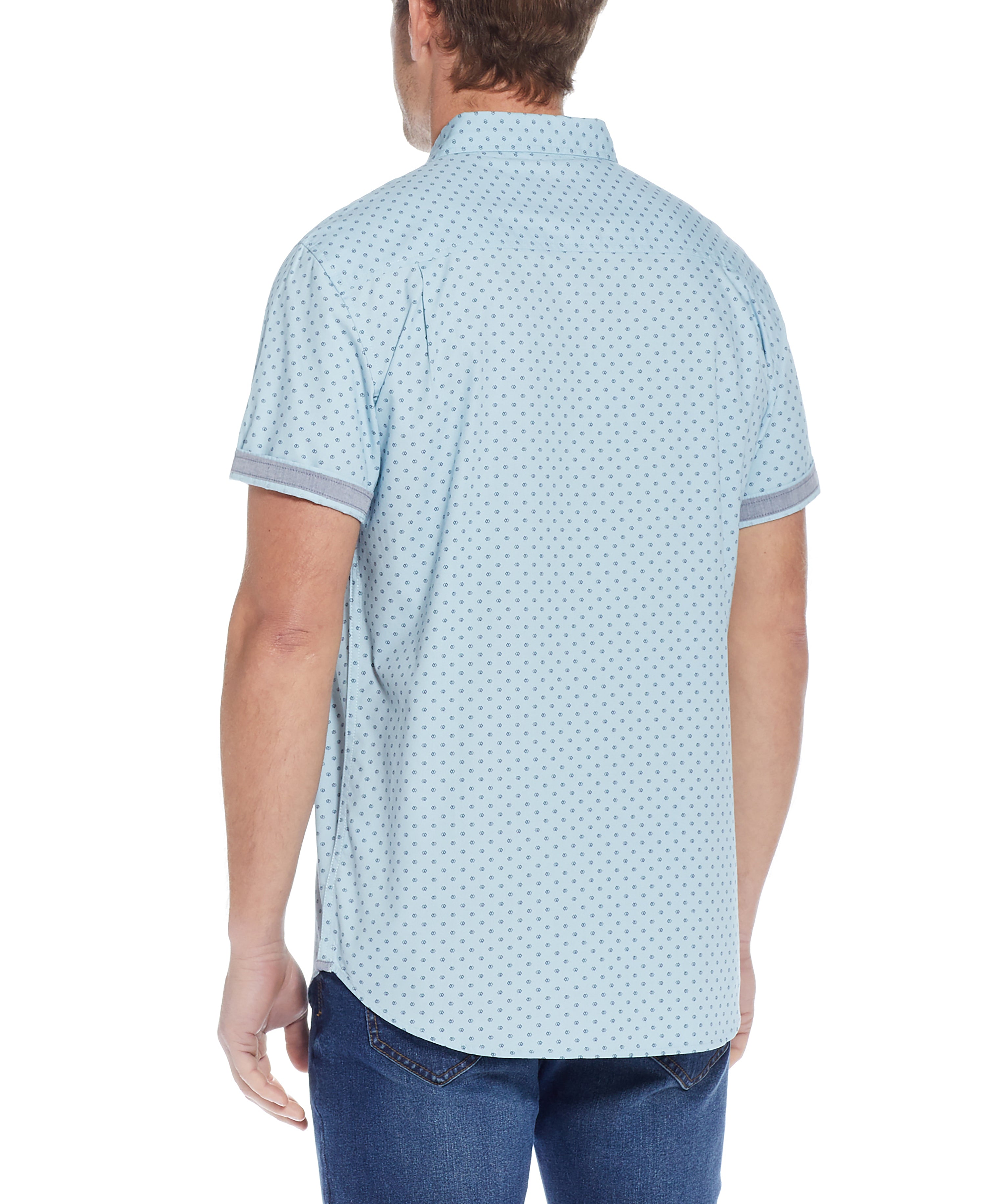 Poplin Mini Boxes Printed Shirt in Light Blue Box