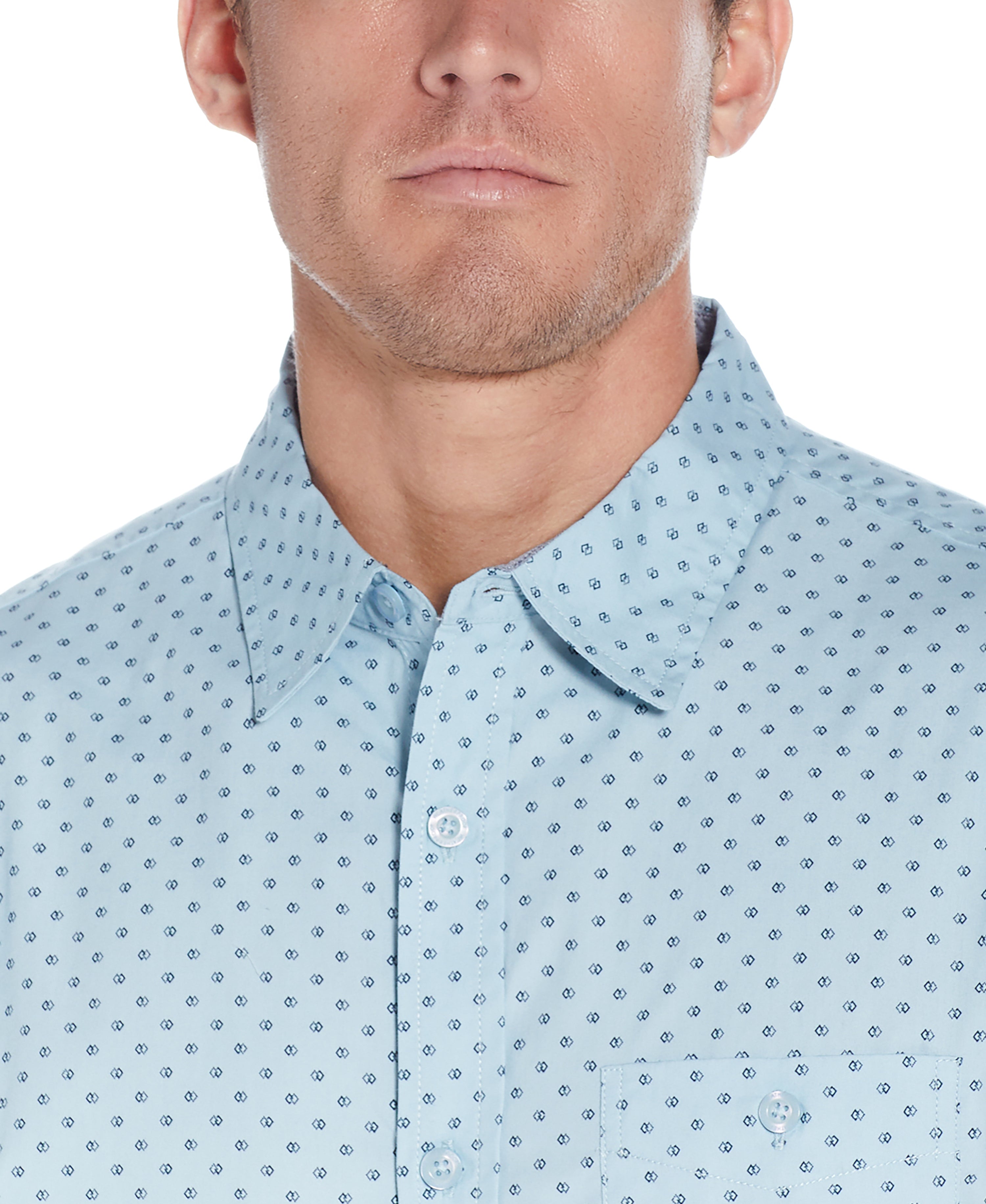 Poplin Mini Boxes Printed Shirt in Light Blue Box