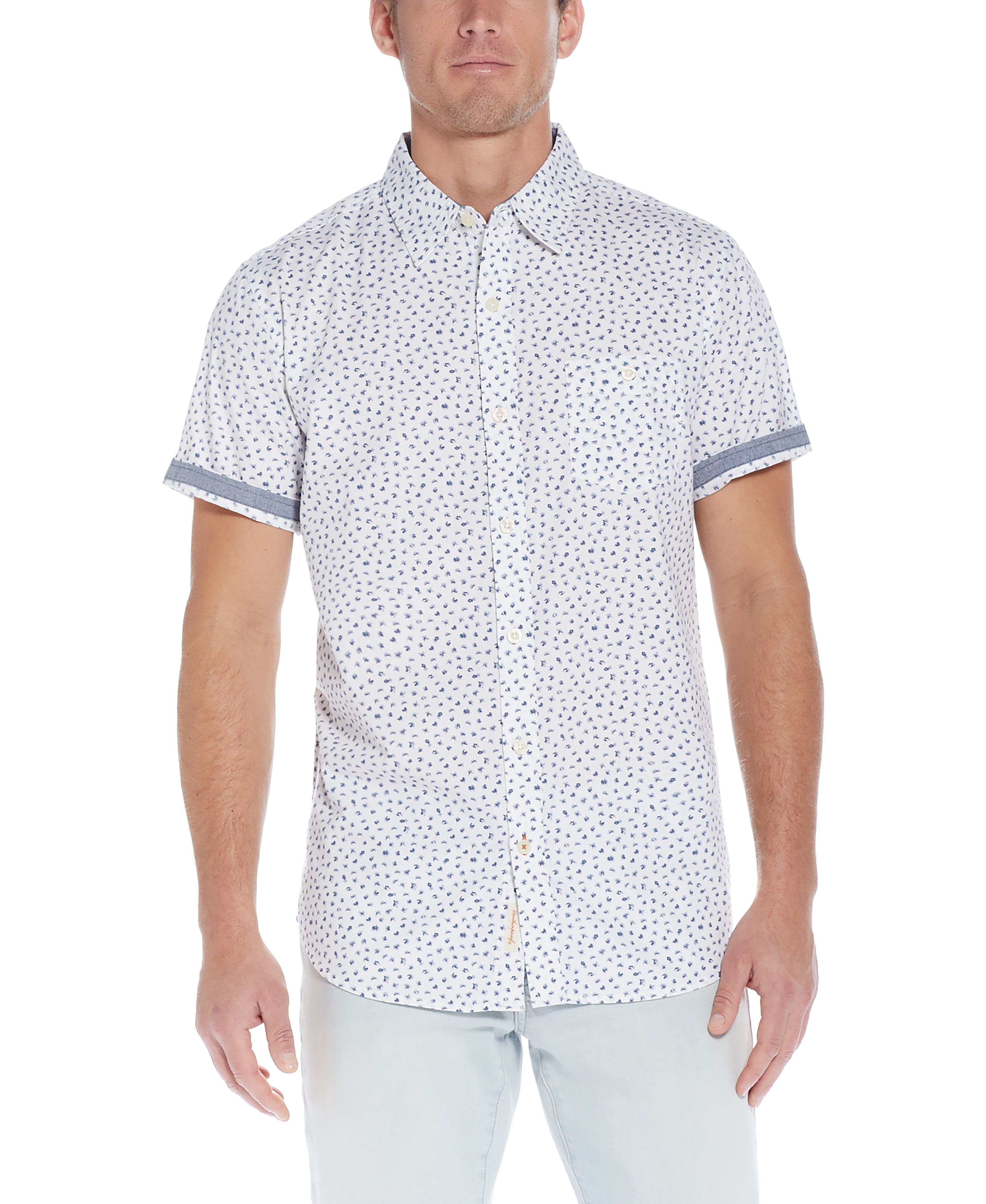 Poplin Neat Floral Printed Shirt In Marshmallow