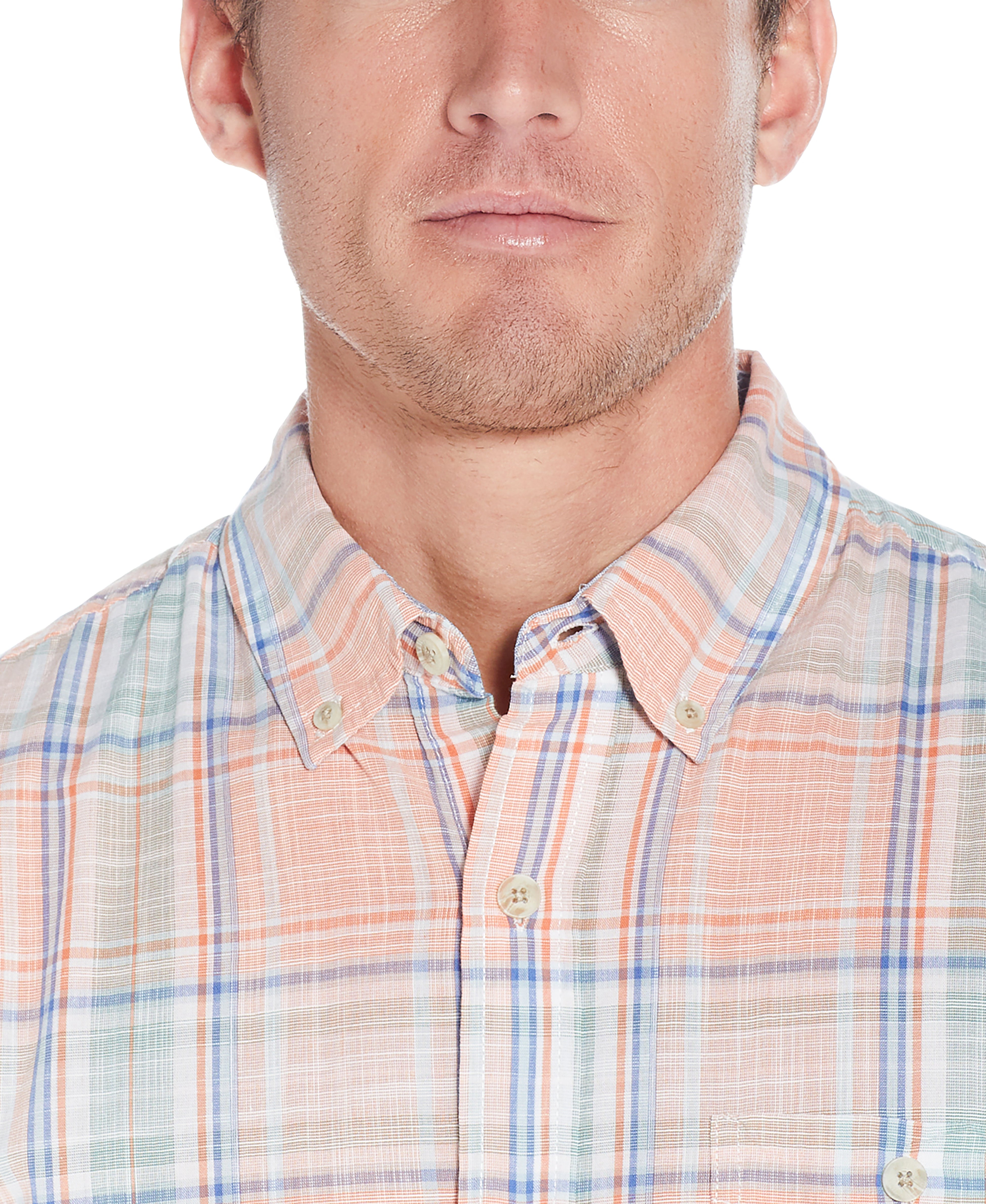 End On End Plaid Shirt In Peach
