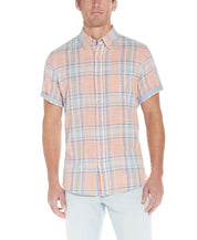 End On End Plaid Shirt In Peach