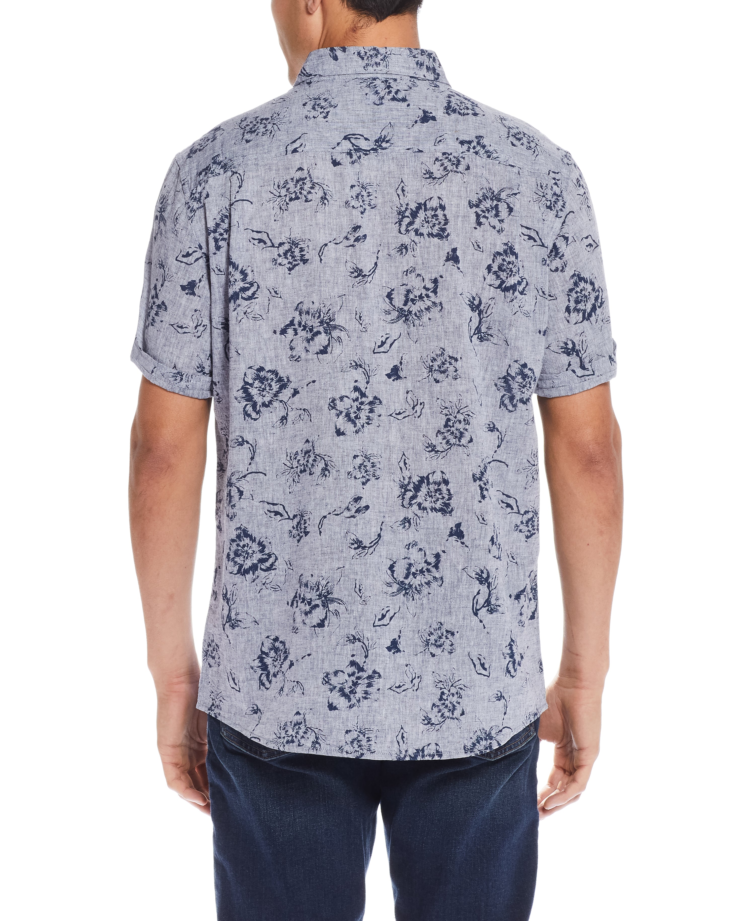 Floral Print Shirt in Dress Blues