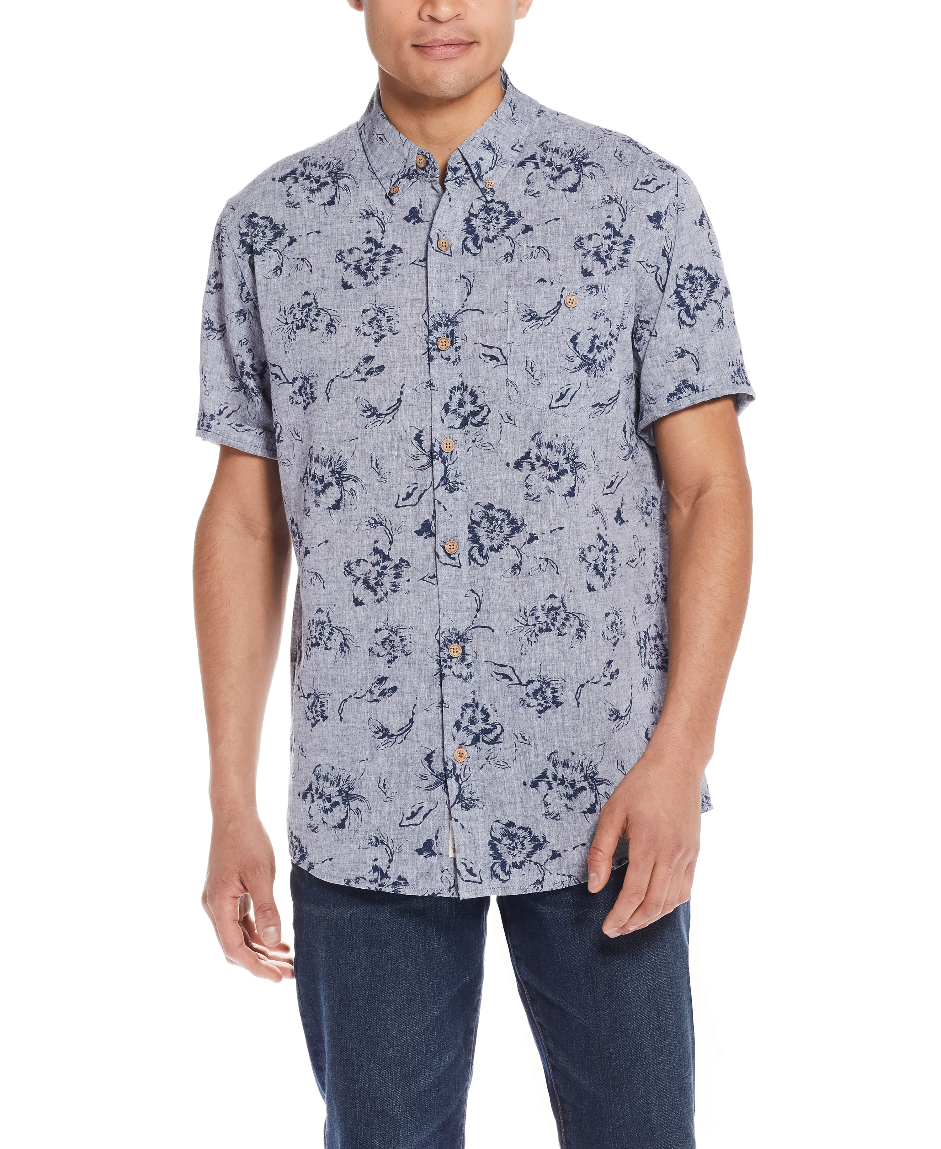 Floral Print Shirt in Dress Blues