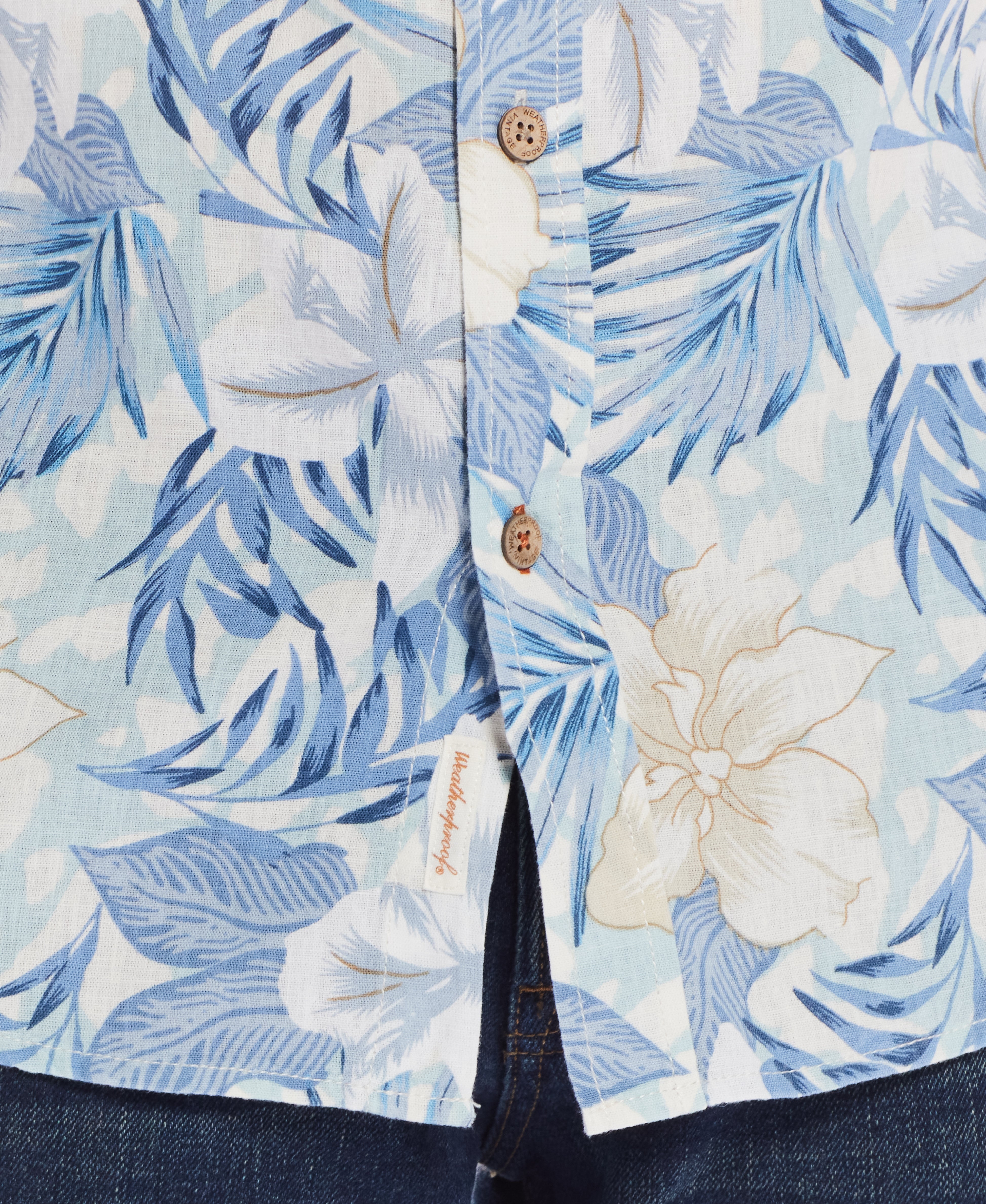Floral Printed Shirt In Dusty Blue
