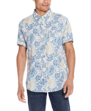 Floral Printed Shirt In Dusty Blue
