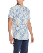 Floral Printed Shirt In Dusty Blue