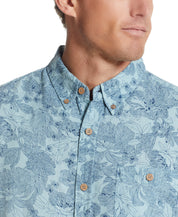 Tonal Floral Printed Shirt In Ensign Blue