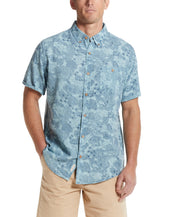 Tonal Floral Printed Shirt In Ensign Blue