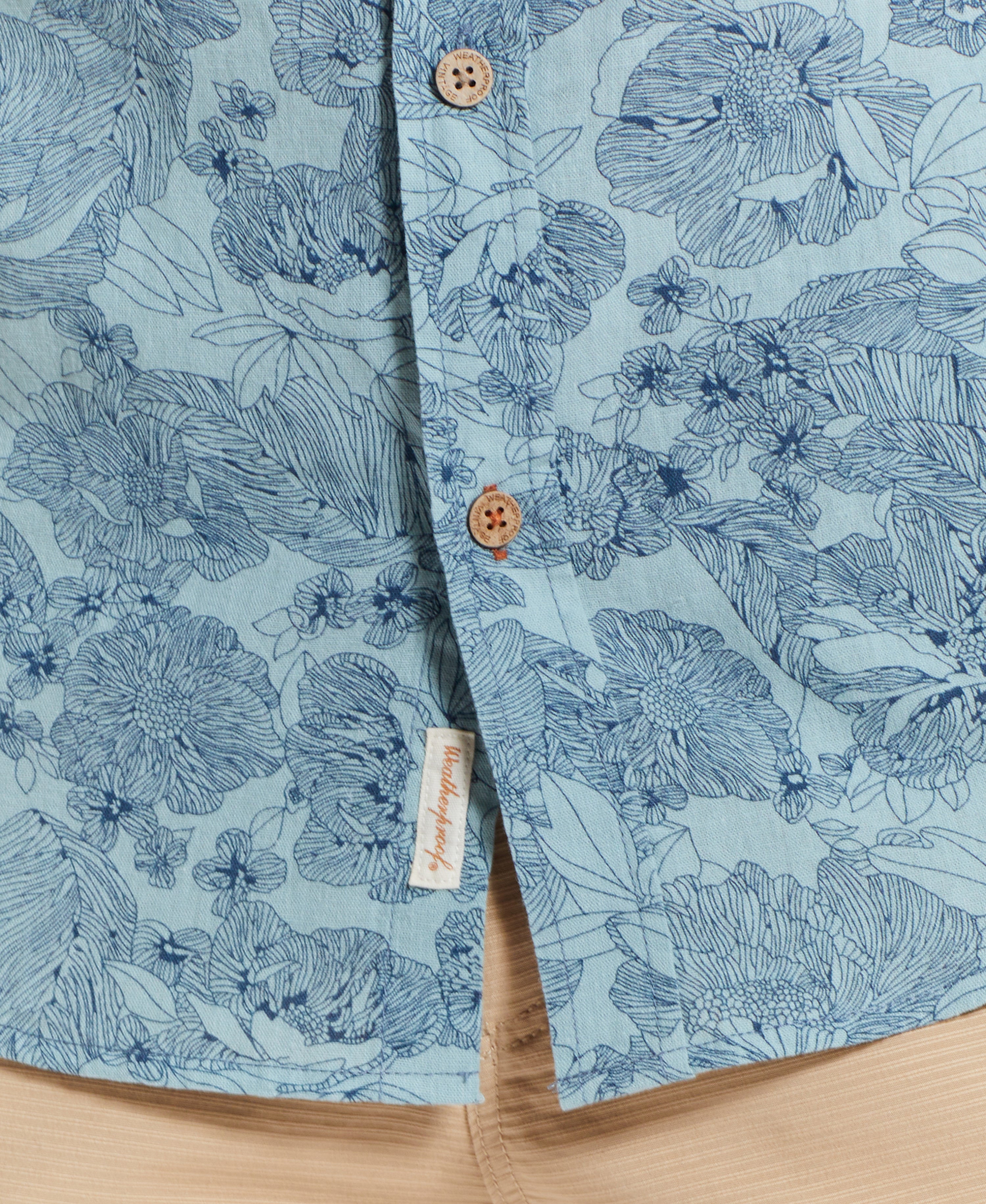 Tonal Floral Printed Shirt in Ensign Blue