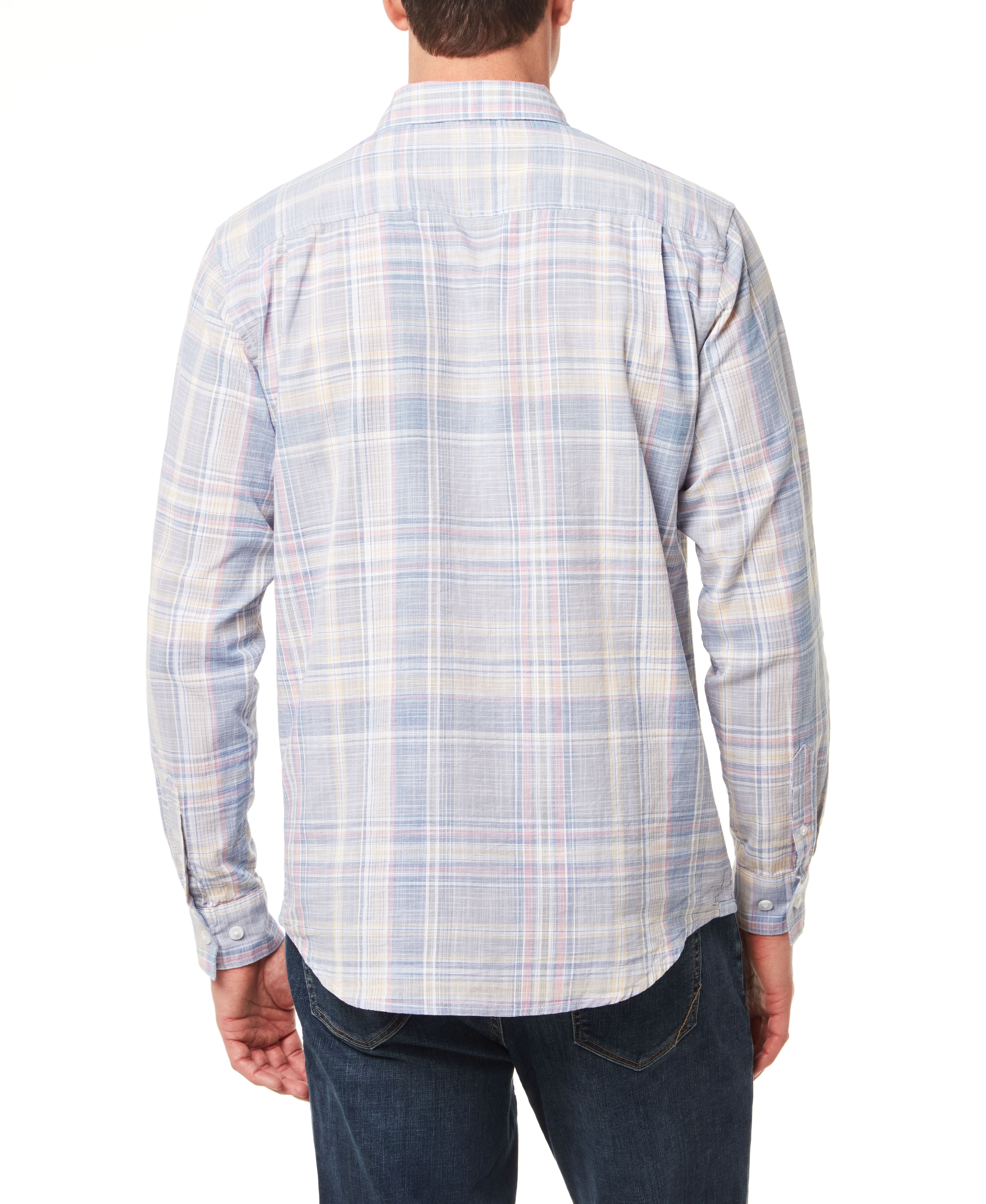 End On End Plaid Shirt In Blue Mirage