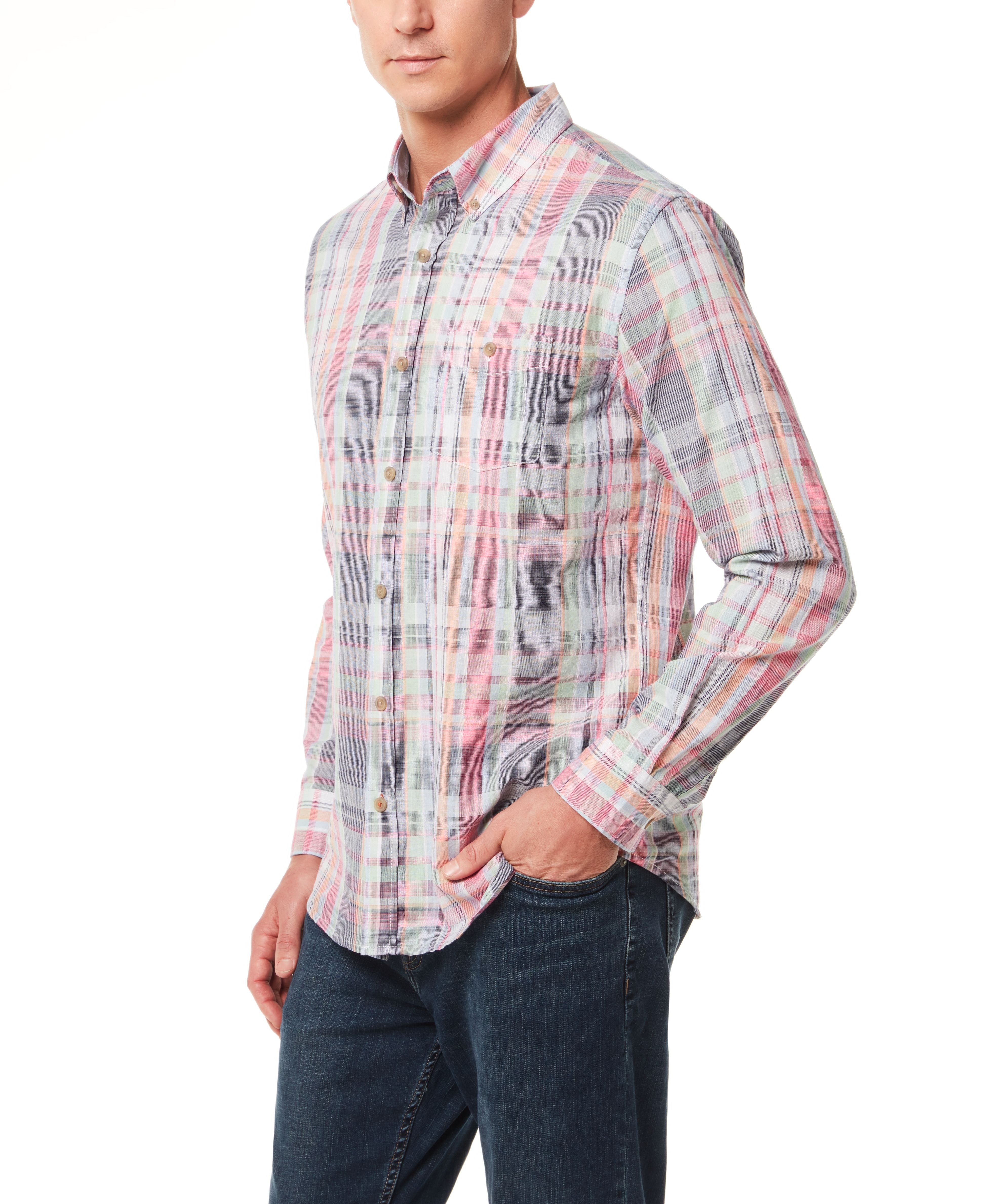 End On End Plaid Shirt In Paprika