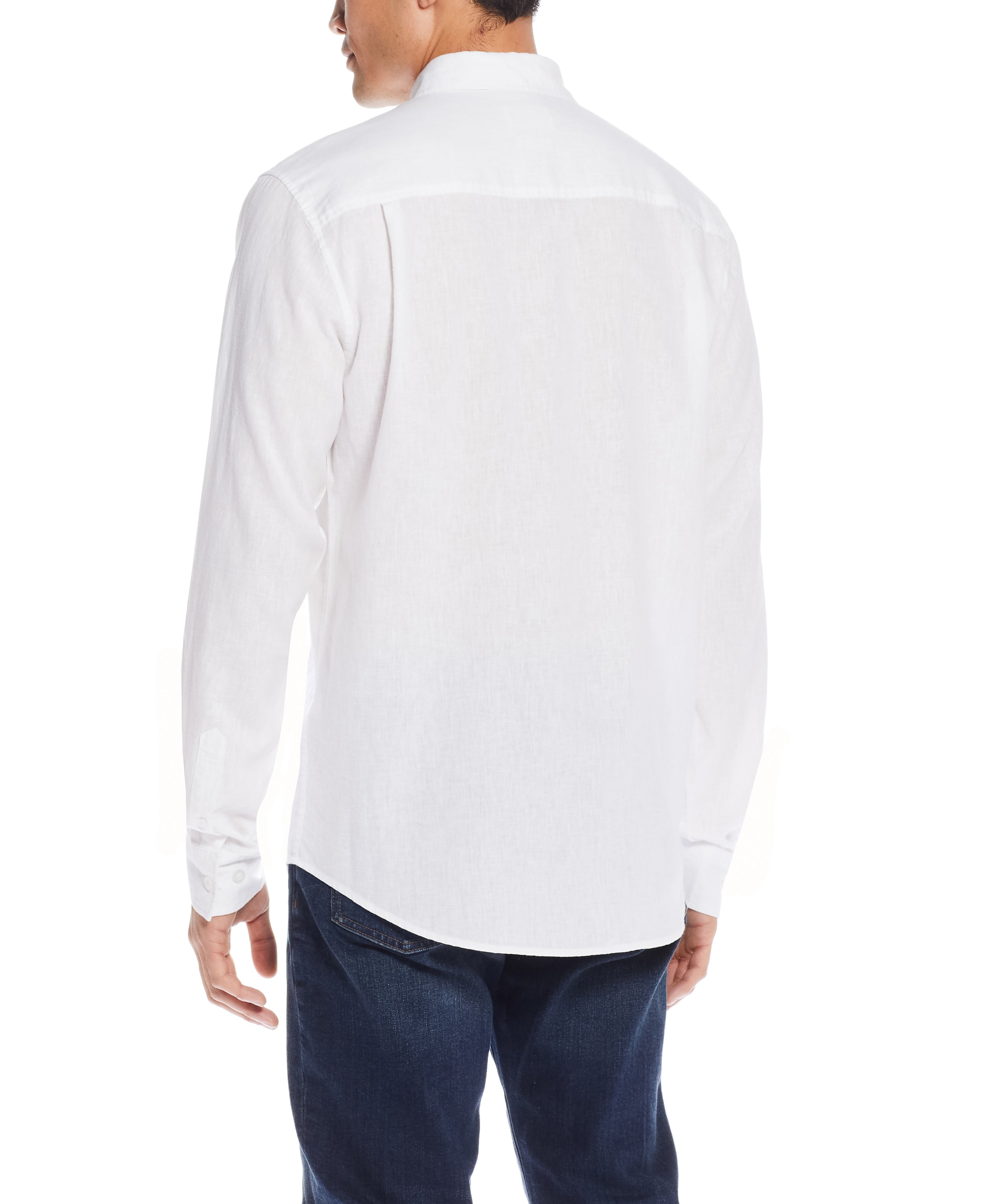 Long Sleeve Linen Cotton Shirt in Bright White