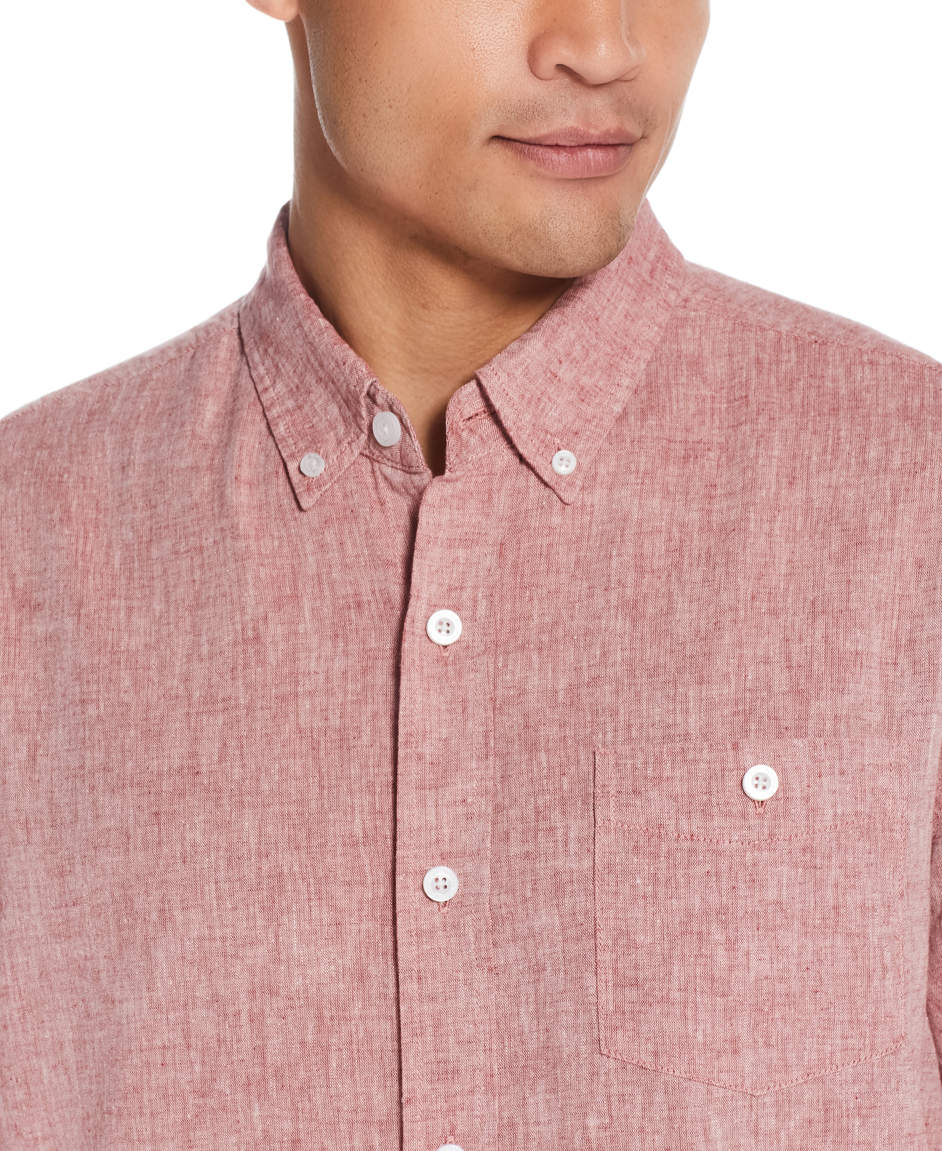 Long Sleeve Linen Cotton Shirt in Chili Oil