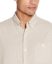 Long Sleeve Linen Cotton Shirt In Nomad