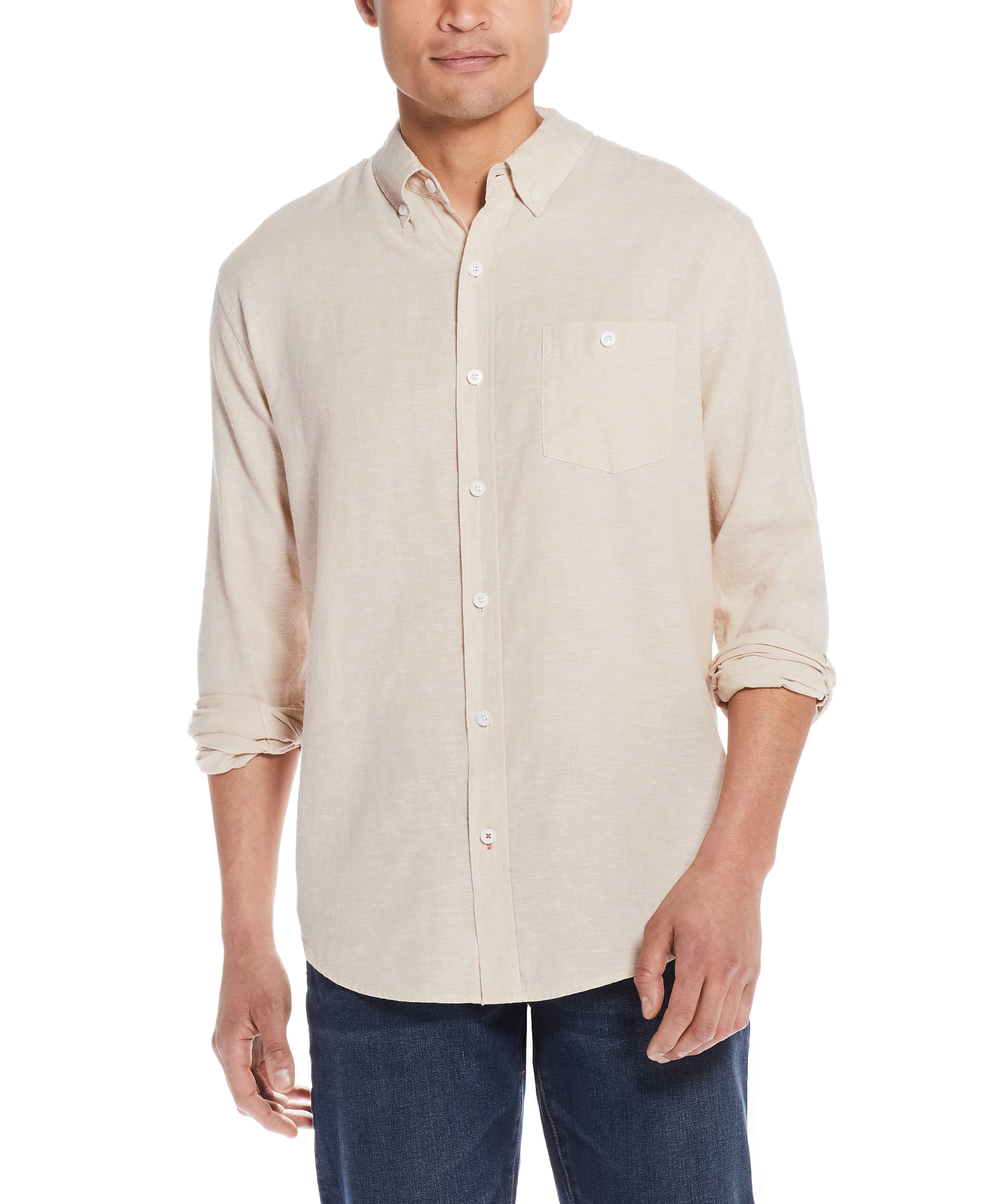 Long Sleeve Linen Cotton Shirt in Nomad