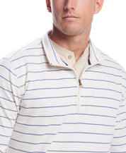 Striped Long Sleeve Quarter Zip In Antique White