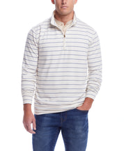 Striped Long Sleeve Quarter Zip In Antique White