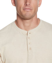 L/S SUEDED MICROSTRIPE  HENLEY in NATURAL
