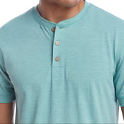 Short Sleeve Melange Henley In Feldspar