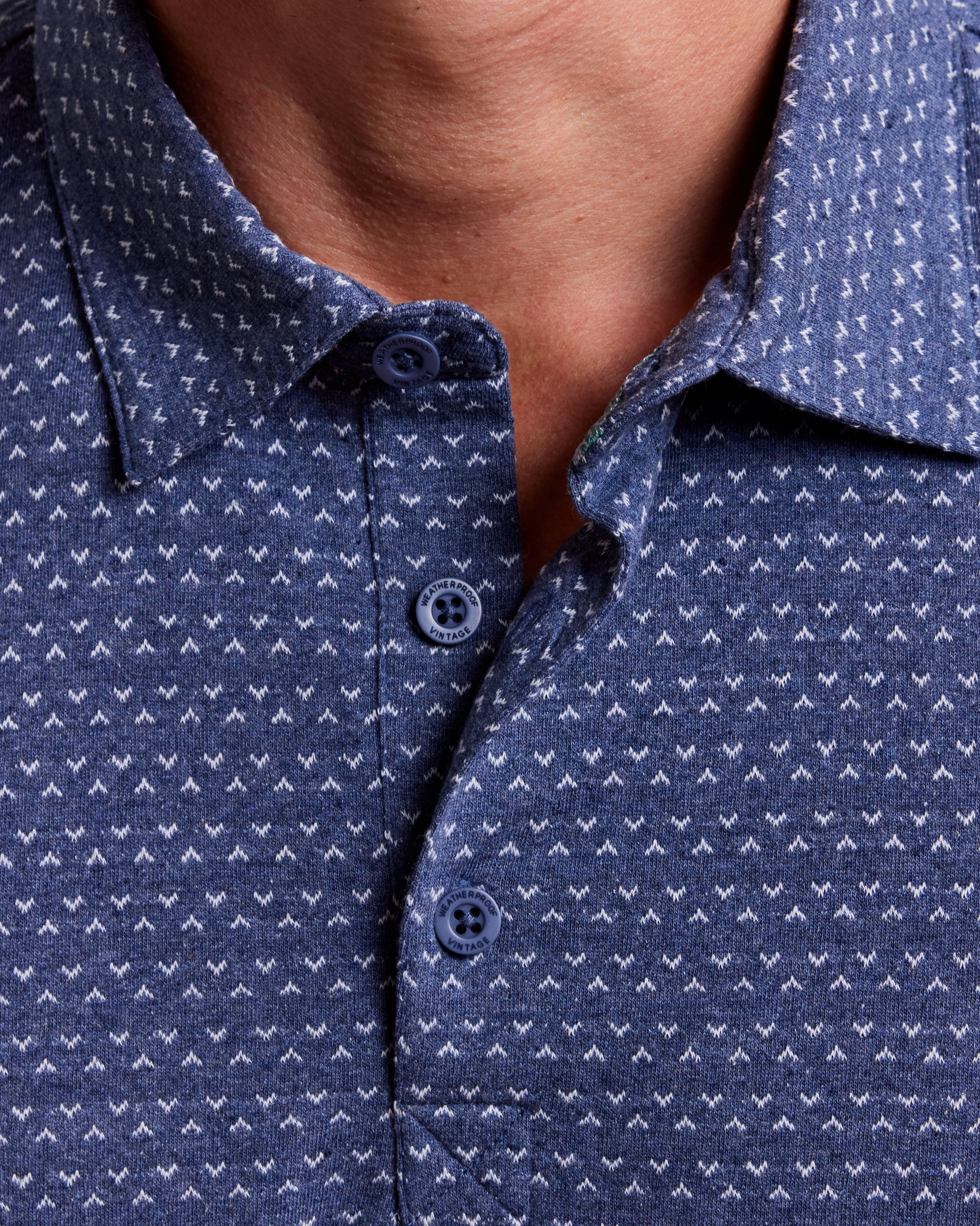 Short Sleeve Jacquard Polo Shirt In Blue