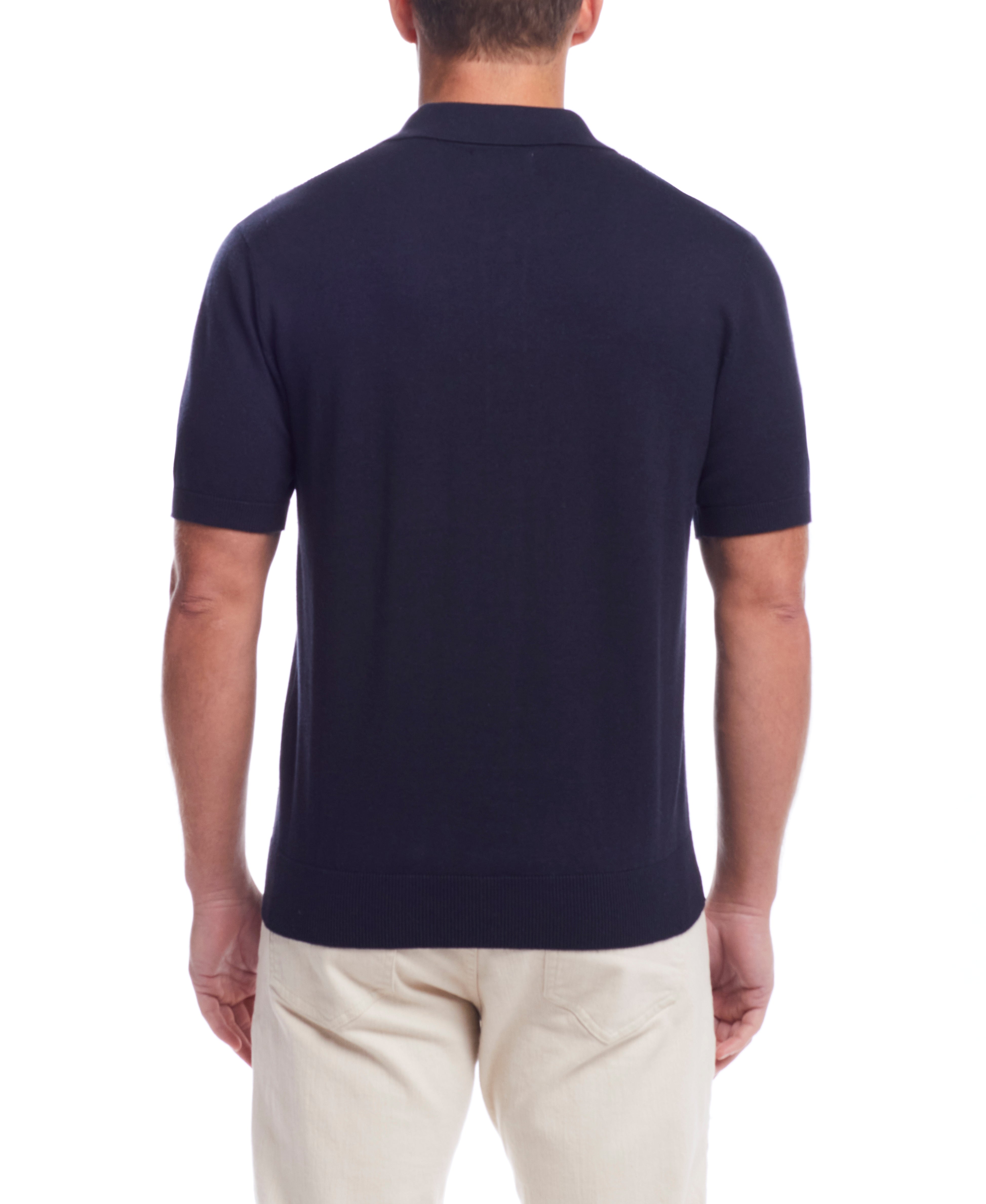 SHORT SLEEVE POLO SWEATER in NAVY