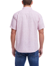 Short Sleeve Solid Linen Cotton In Carmine Red