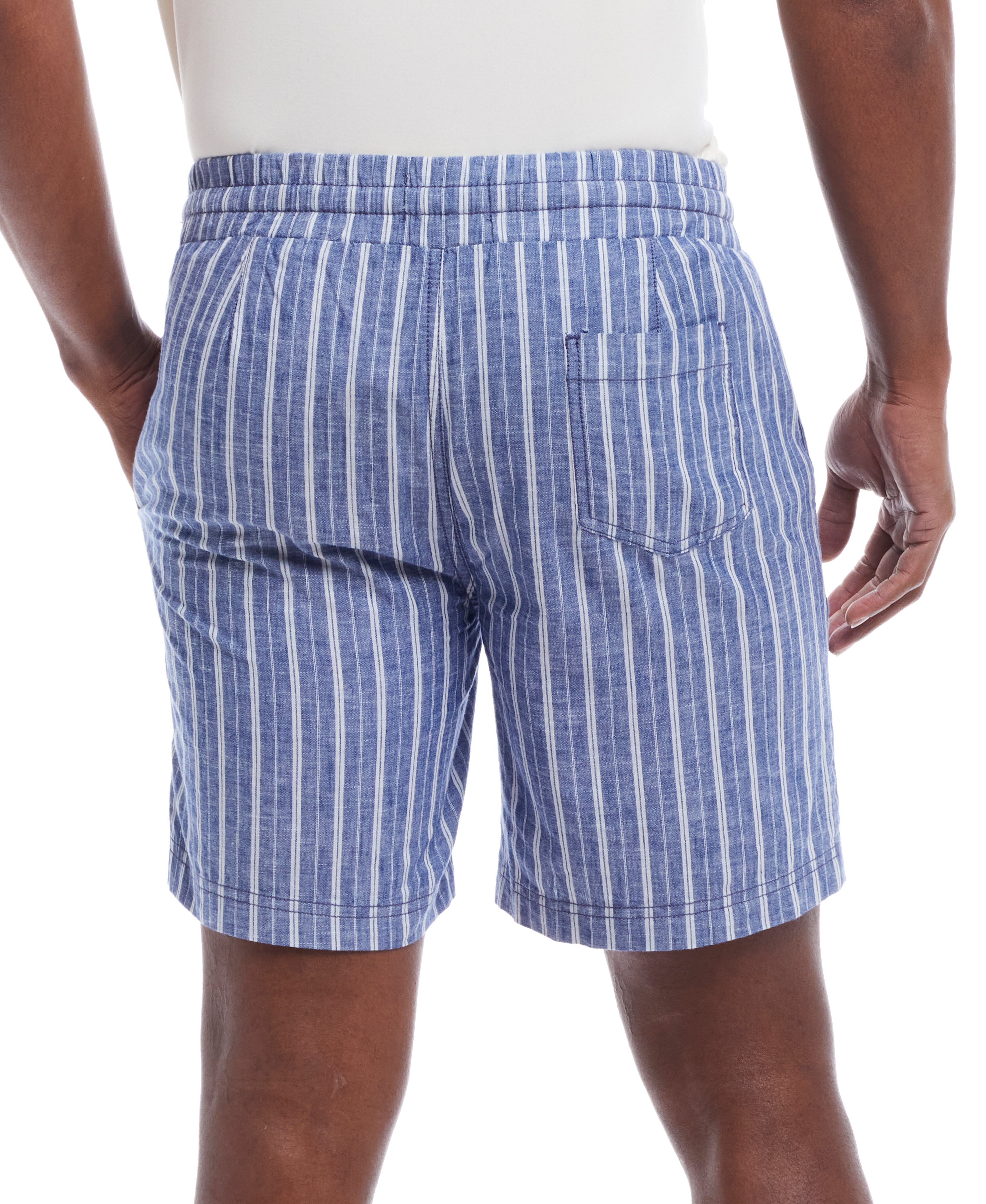 7" Striped Cotton Drawstring Short In Monaco Blue | Bottoms & Denim | Weatherproof Vintage