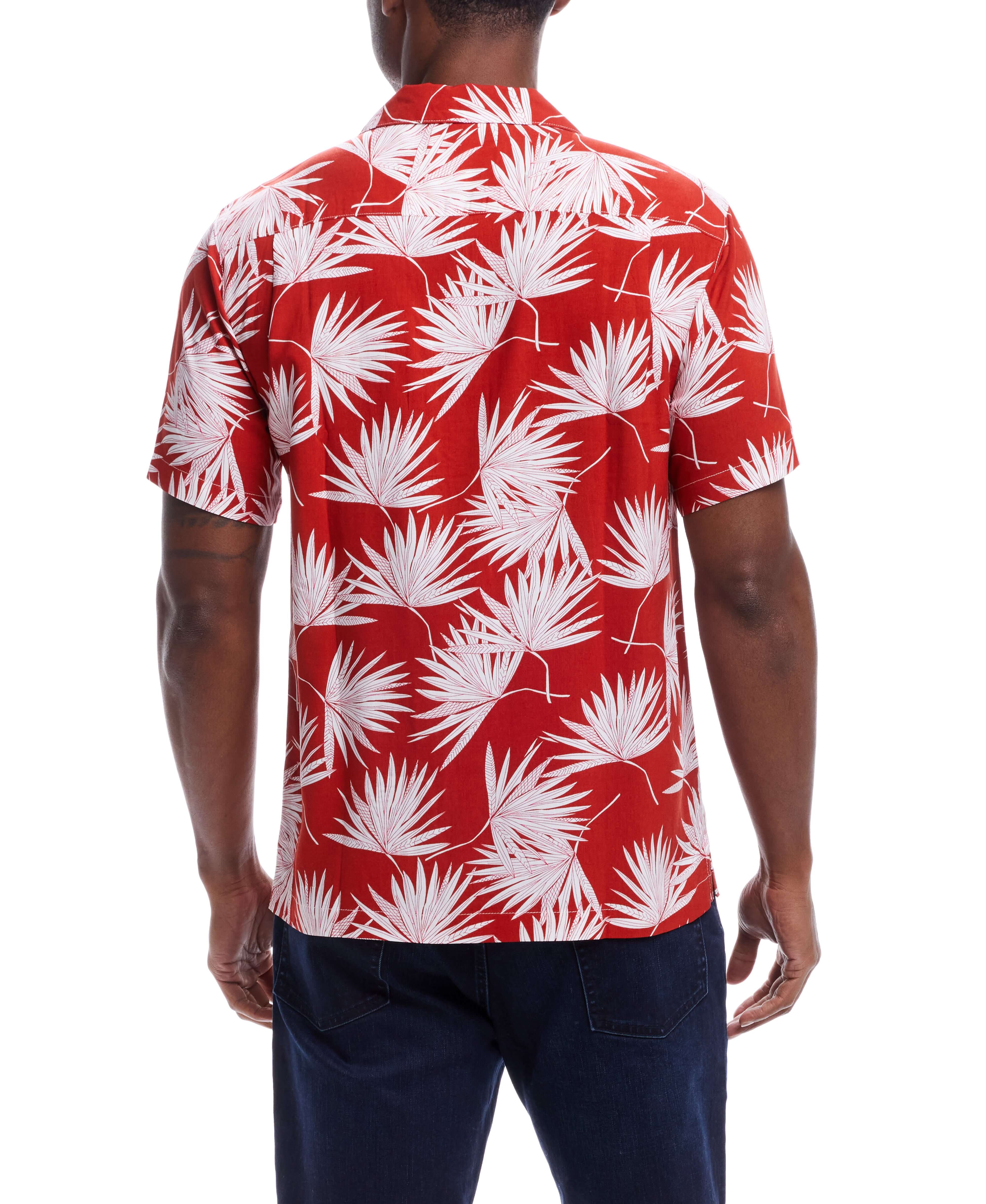 Short Sleeve Rayon Printed Camp Shirt In Tandoori Spice | Woven Shirts | Weatherproof Vintage