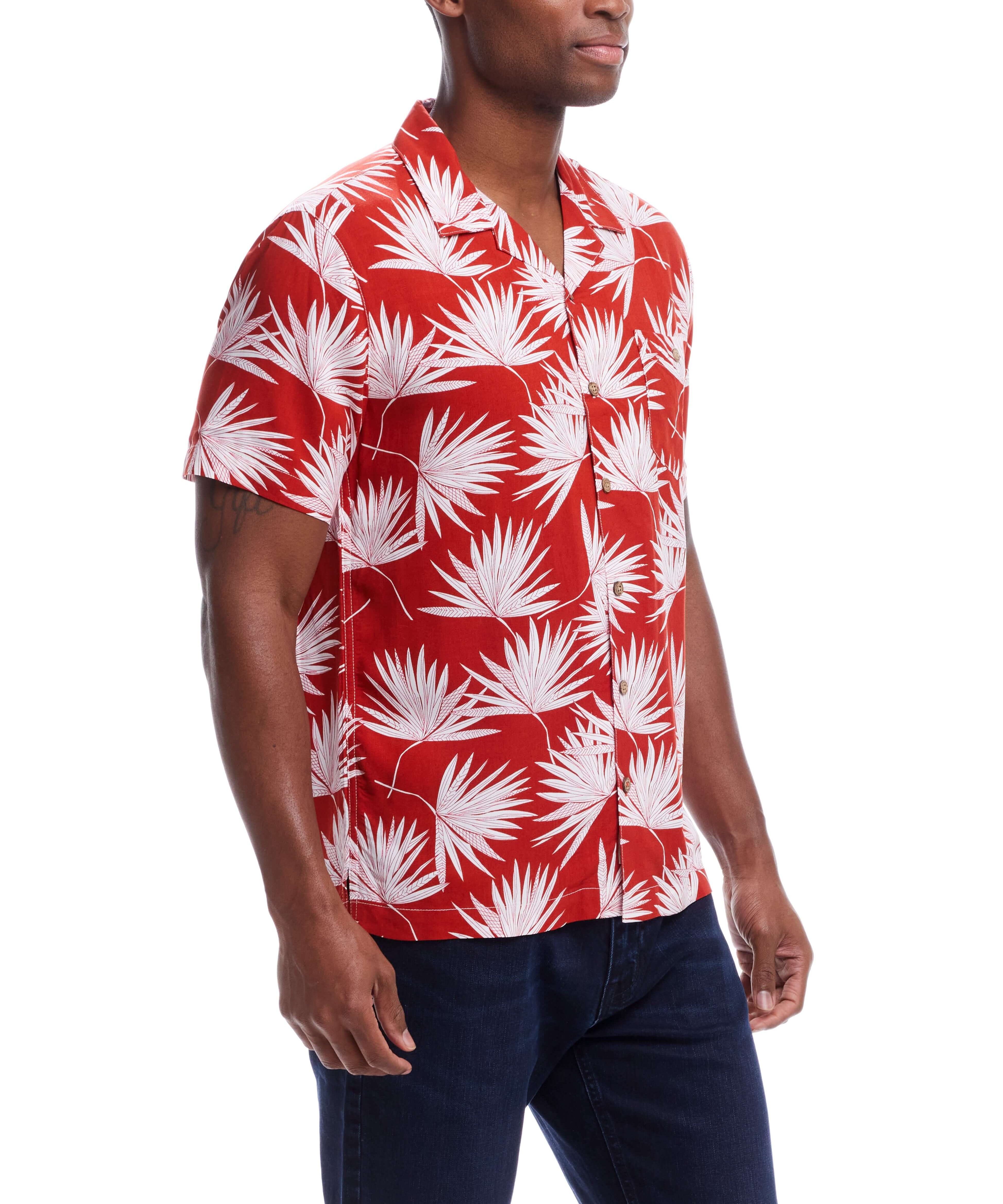 Short Sleeve Rayon Printed Camp Shirt In Tandoori Spice | Woven Shirts | Weatherproof Vintage