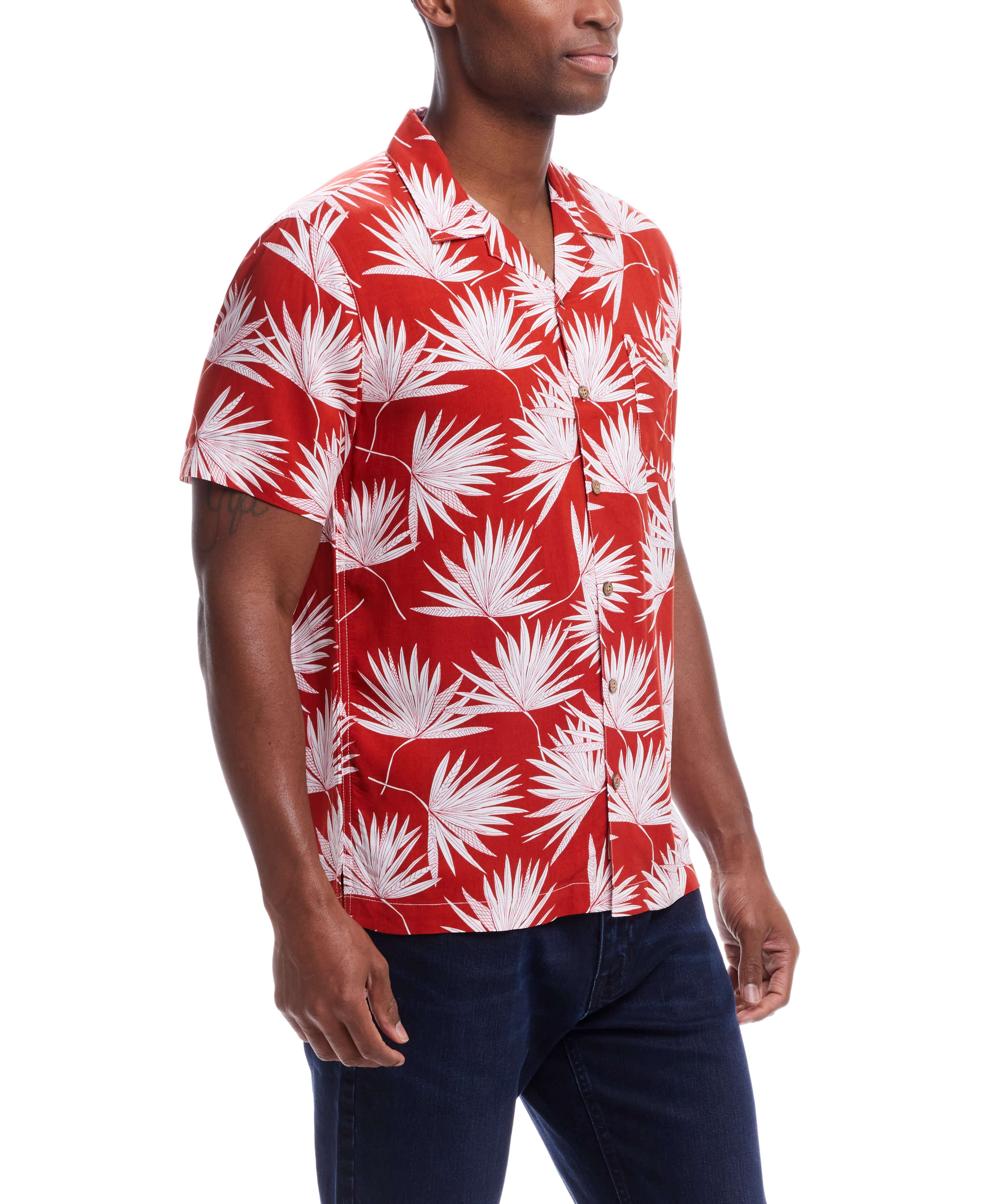 Short Sleeve Rayon Printed Camp Shirt In Tandoori Spice | Woven Shirts | Weatherproof Vintage