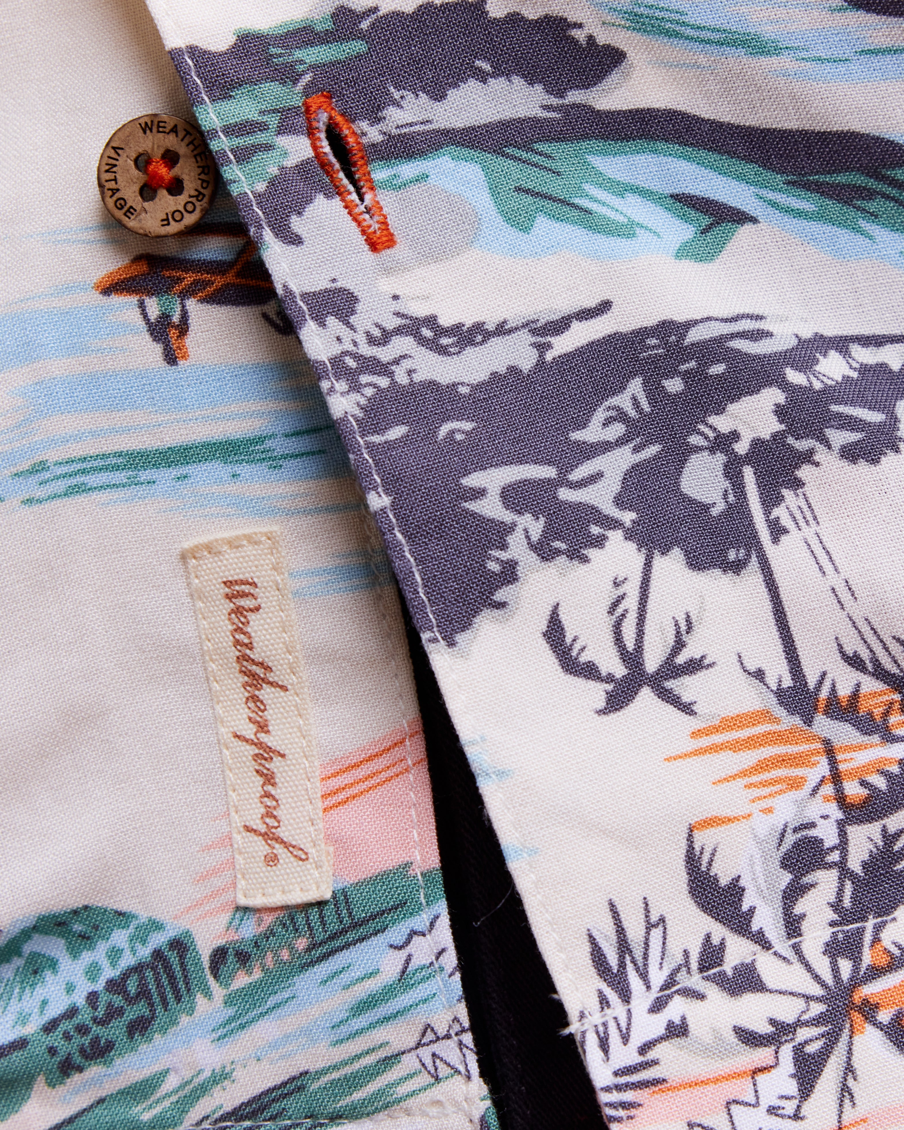 Short Sleeve Rayon Printed Camp Shirt In Pearl