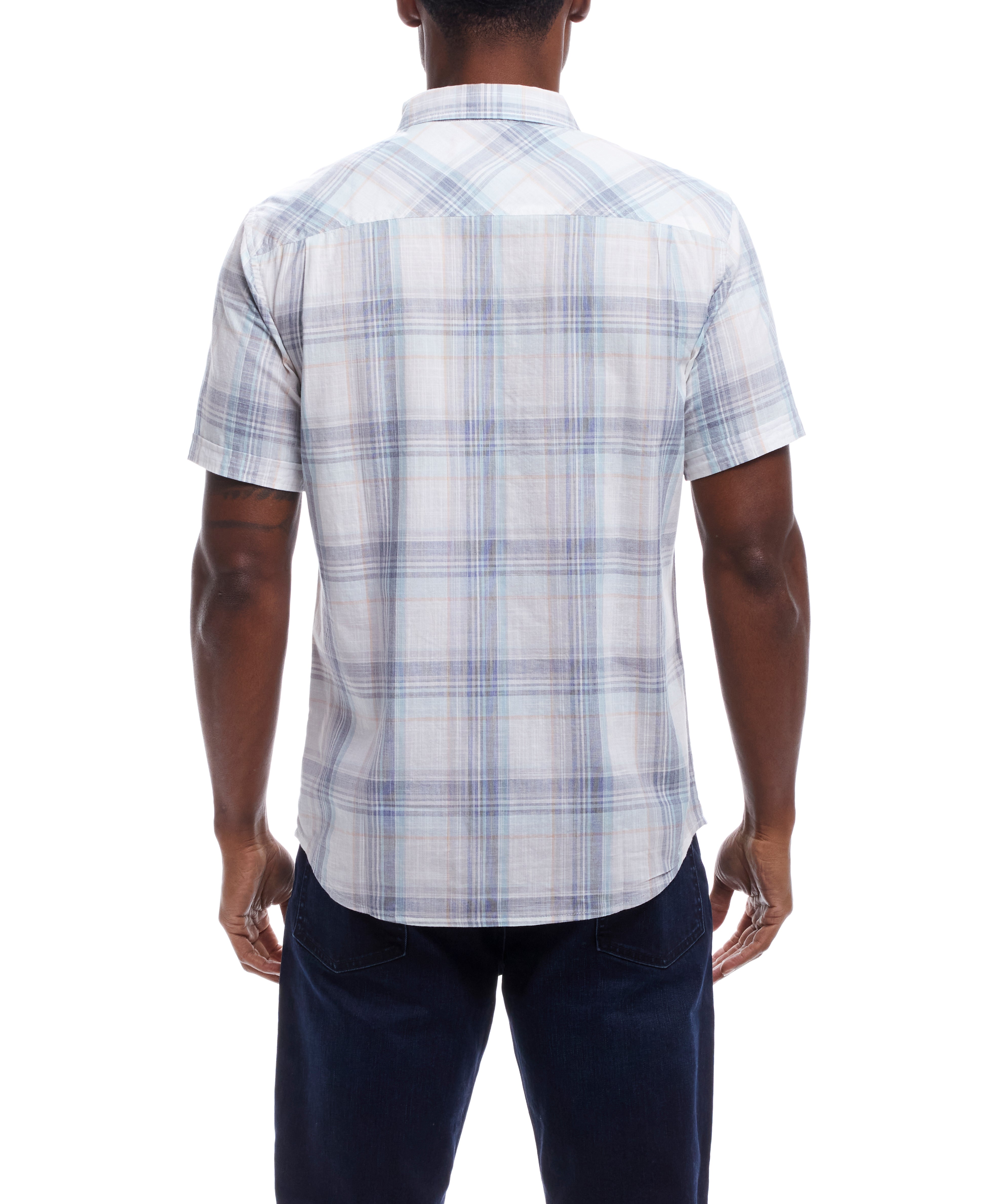 Short Sleeve End-On-End Plaid In Soothing Sea