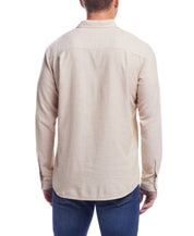 LONG SLEEVE SOLID COTTON TWILL SHIRT in STARFISH