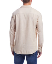 Long Sleeve Solid Cotton Twill Shirt In Starfish