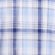 LONG SLEEVE COTTON WOVEN PLAID in ICE WATER