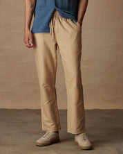 Linen Blend Drawstring Pants in White Pepper