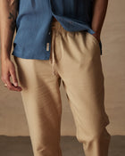 Linen Blend Drawstring Pants in White Pepper