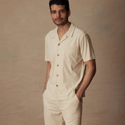 Short Sleeve Corduroy Cabana Shirt in Cream