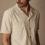 Short Sleeve Corduroy Cabana Shirt in Cream