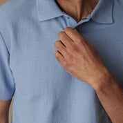 Short Sleeve Honeycomb Pique Polo Shirt in Fjord Blue