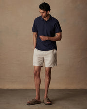 Short Sleeve Honeycomb Pique Polo Shirt in Peacoat