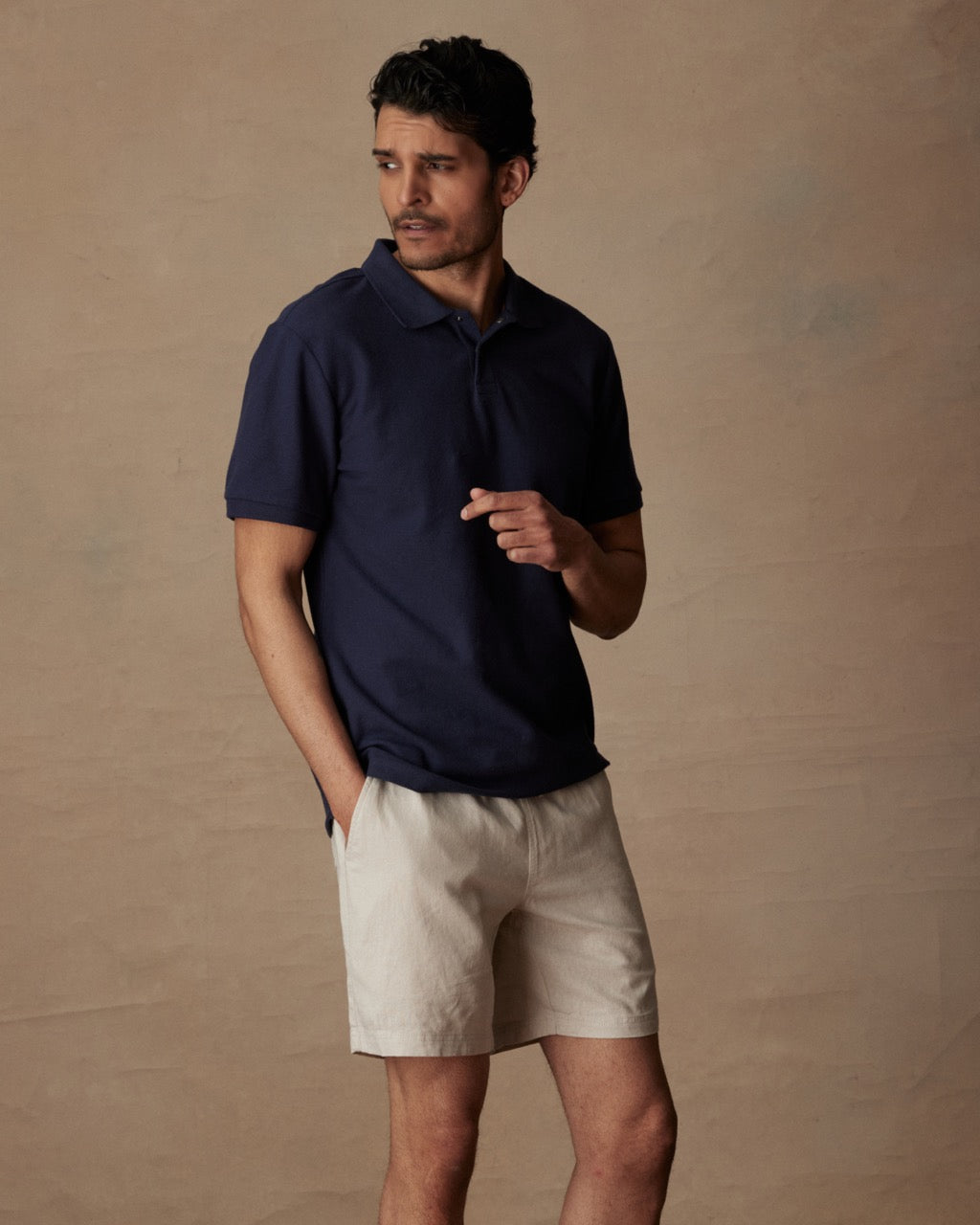 Short Sleeve Honeycomb Pique Polo Shirt in Peacoat