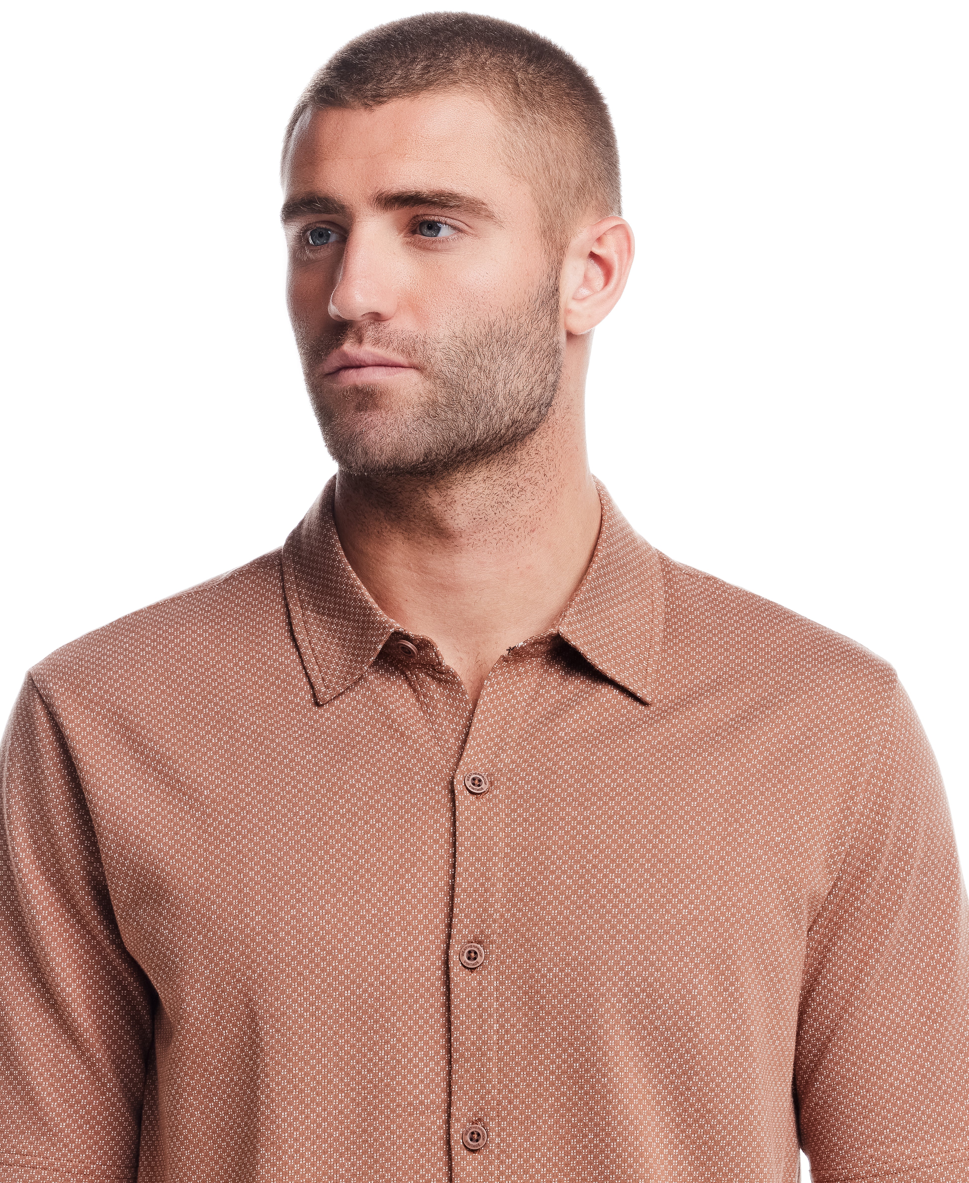 Short Sleeve Coat Front Knit in Biscuit