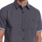 Short Sleeve Cotton Poplin Shirt in Dress Blues