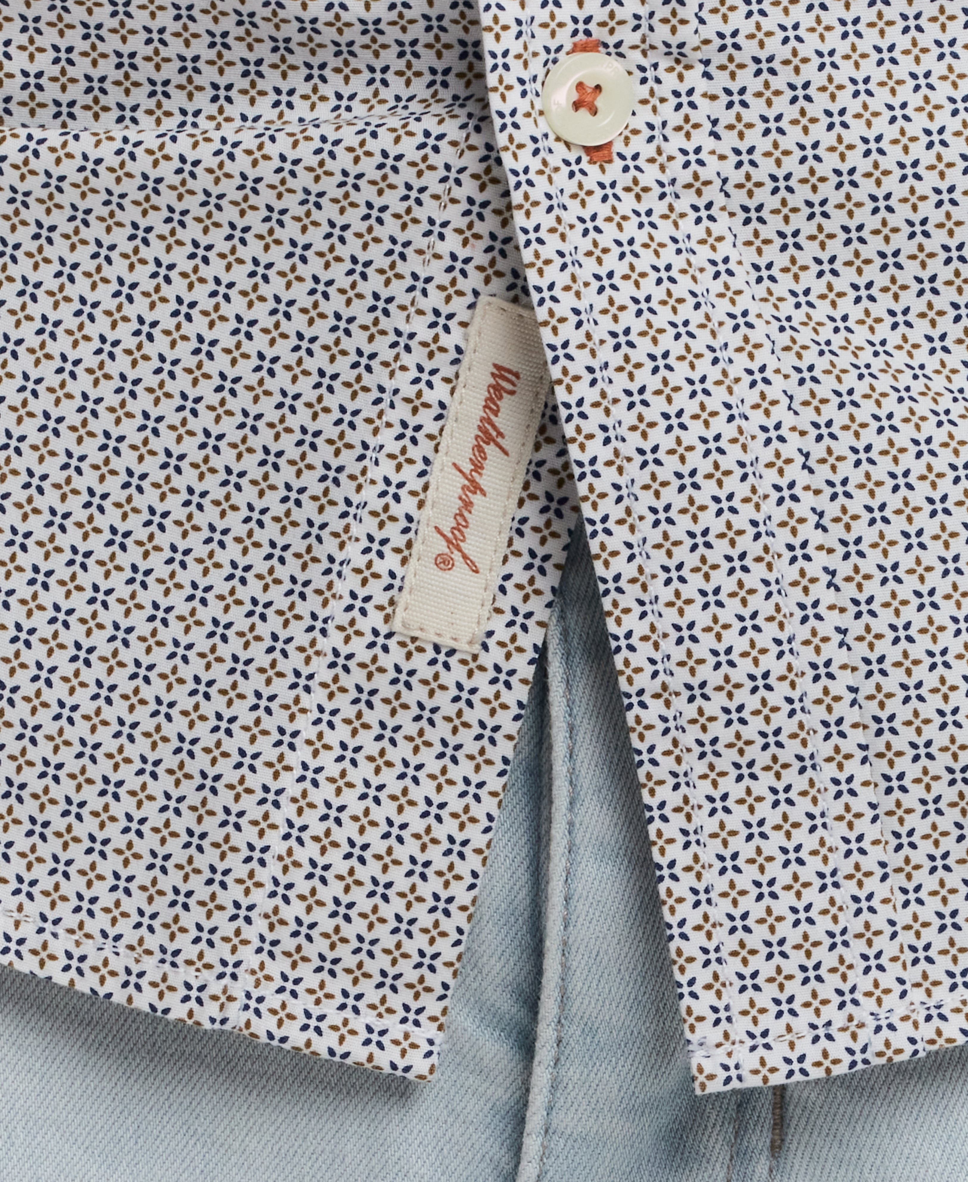 Short Sleeve Cotton Poplin Shirt in Pecan Pie