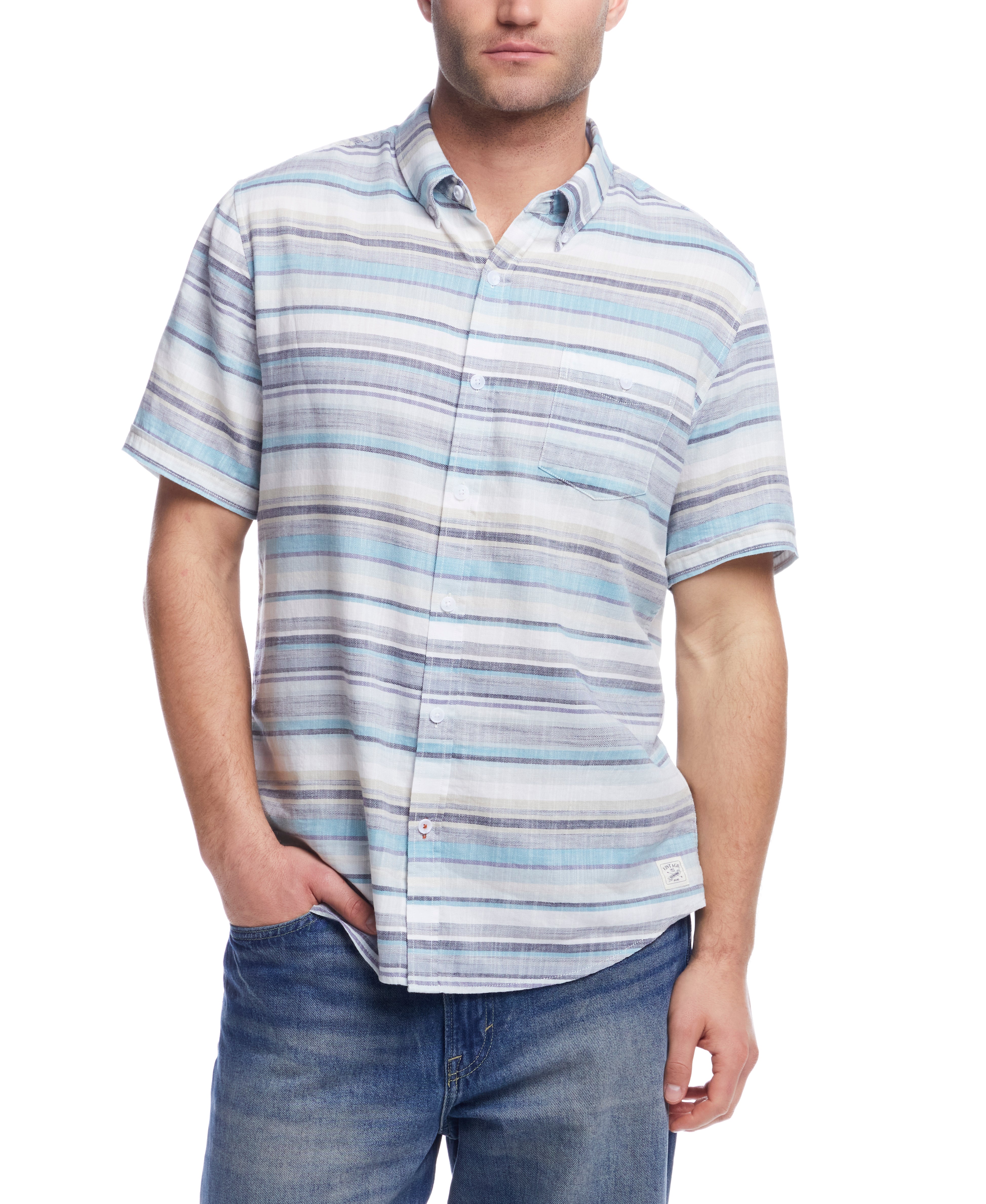 Short Sleeve Country Twill in Sea Blue